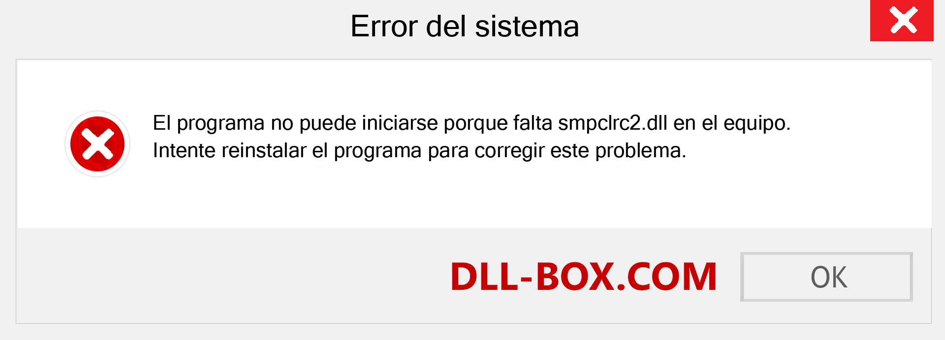 ¿Falta el archivo smpclrc2.dll ?. Descargar para Windows 7, 8, 10 - Corregir smpclrc2 dll Missing Error en Windows, fotos, imágenes